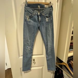 Rag and Bone low waist distressed skinny jeans